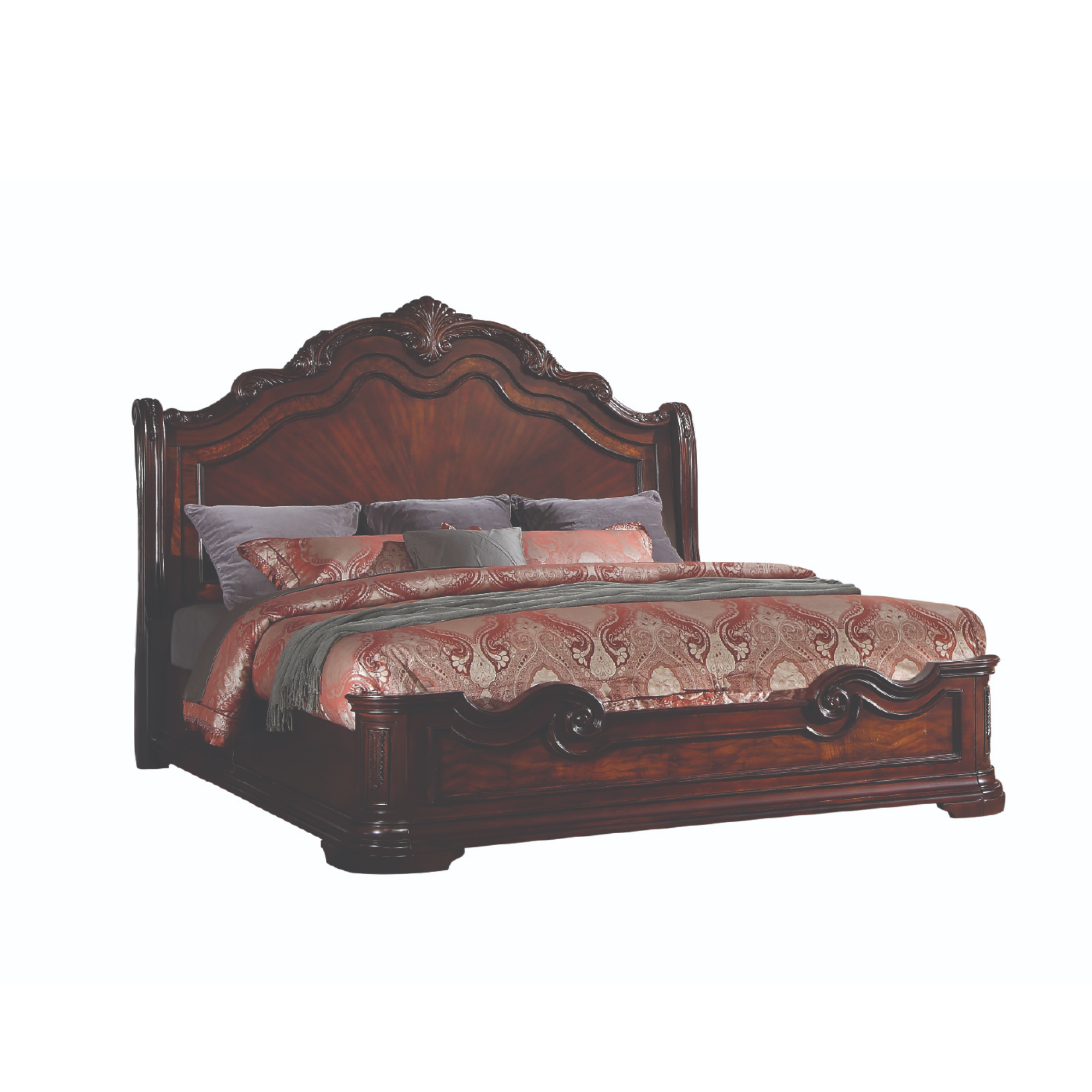 Bombay Bedroom Set In Cherry Brown.