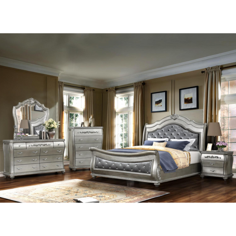Destiny Bedroom Set in Silver.
