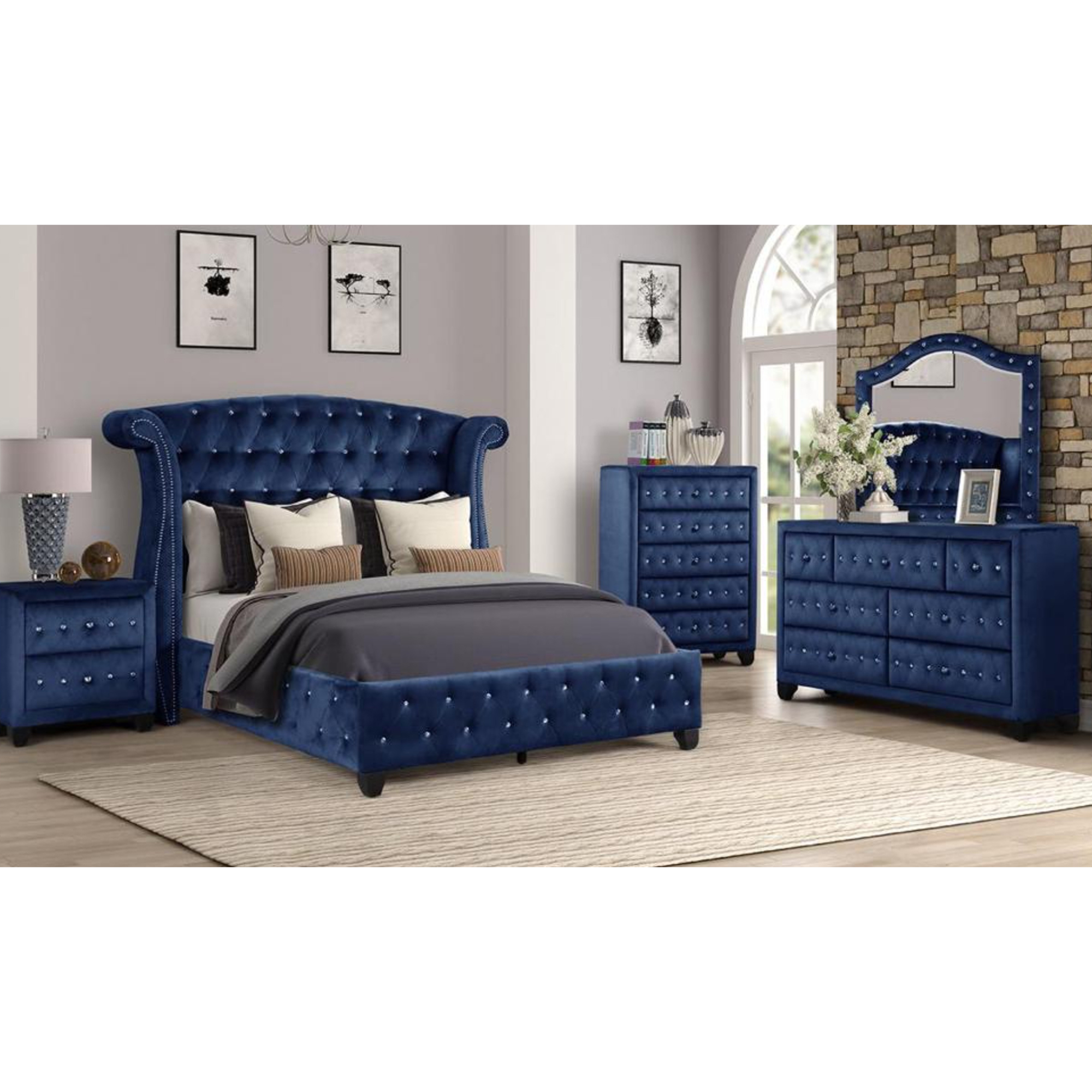 Sophia Bedroom Set in Blue.
