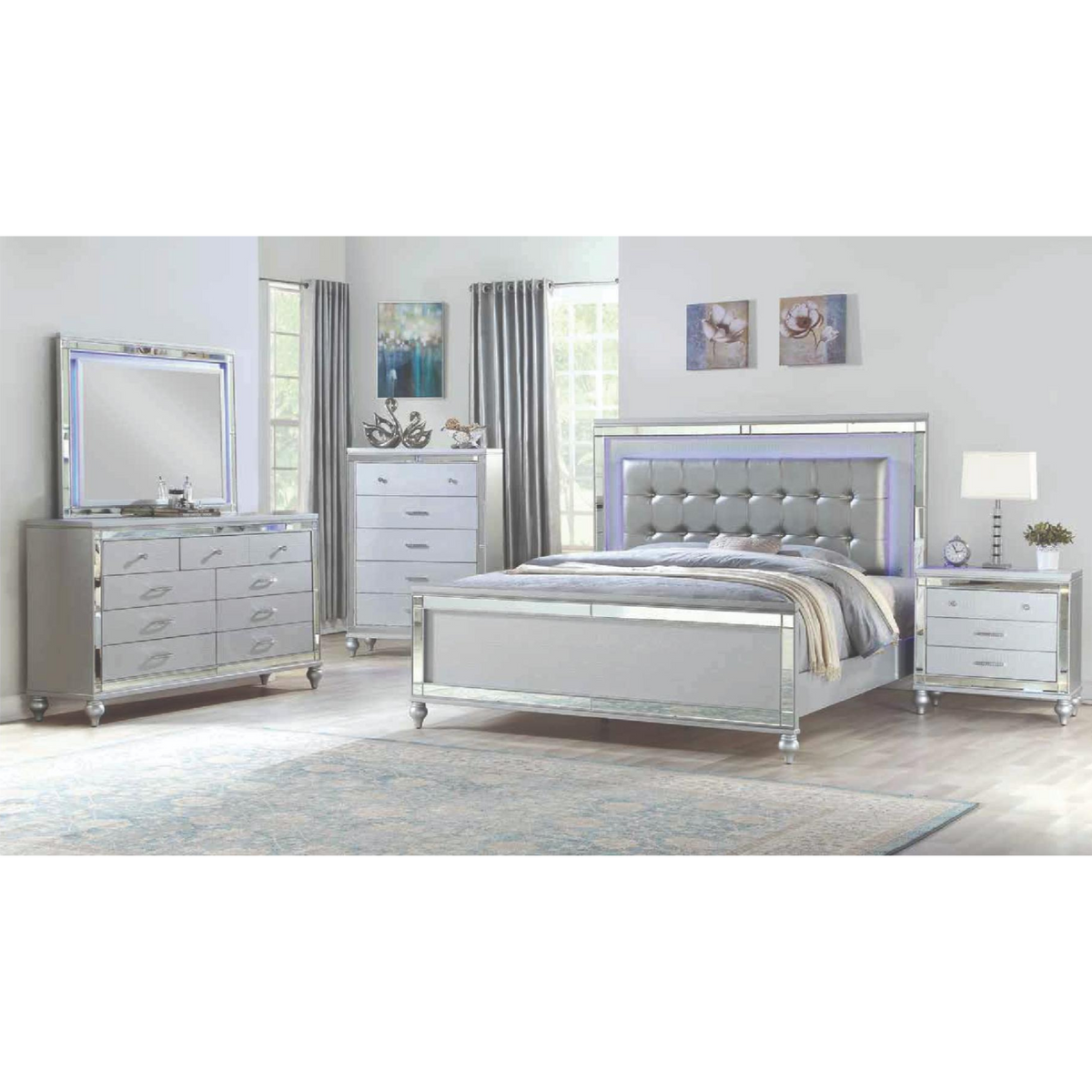 Sterling Bedroom Set in Silver.